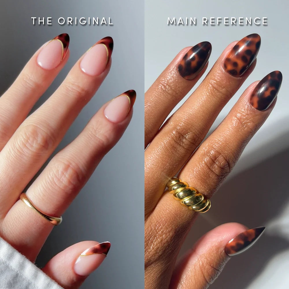 Lisawu The Short Almond Tortoiseshell Duo press-on nail bundle manicure lifestyle photo