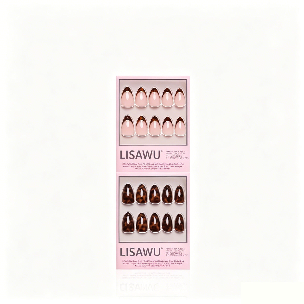 The Short Almond Tortoiseshell Duo press-on nails in black shade