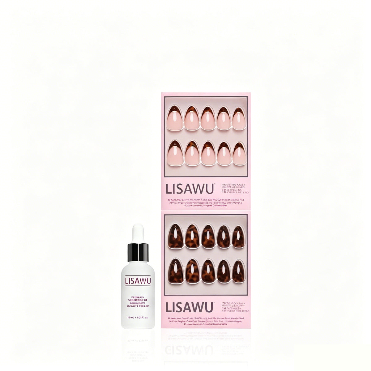 The Short Almond Tortoiseshell Duo press-on nails in nude shade