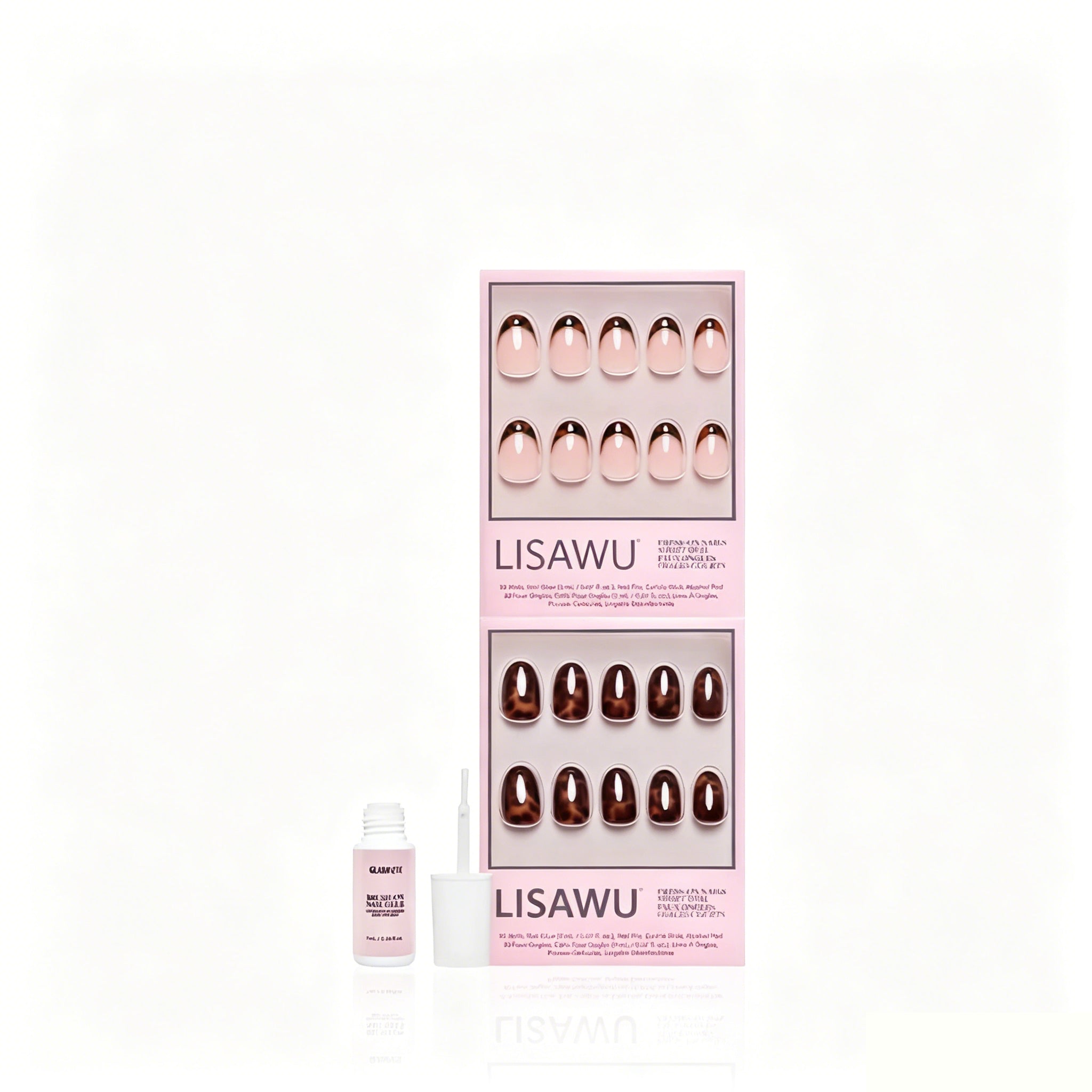 The Short Oval Tortoiseshell Duo press-on nails in nude shade