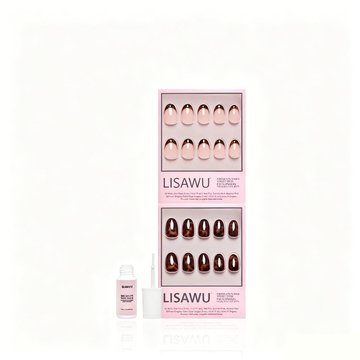 The Short Oval Tortoiseshell Duo press-on nails in nude shade