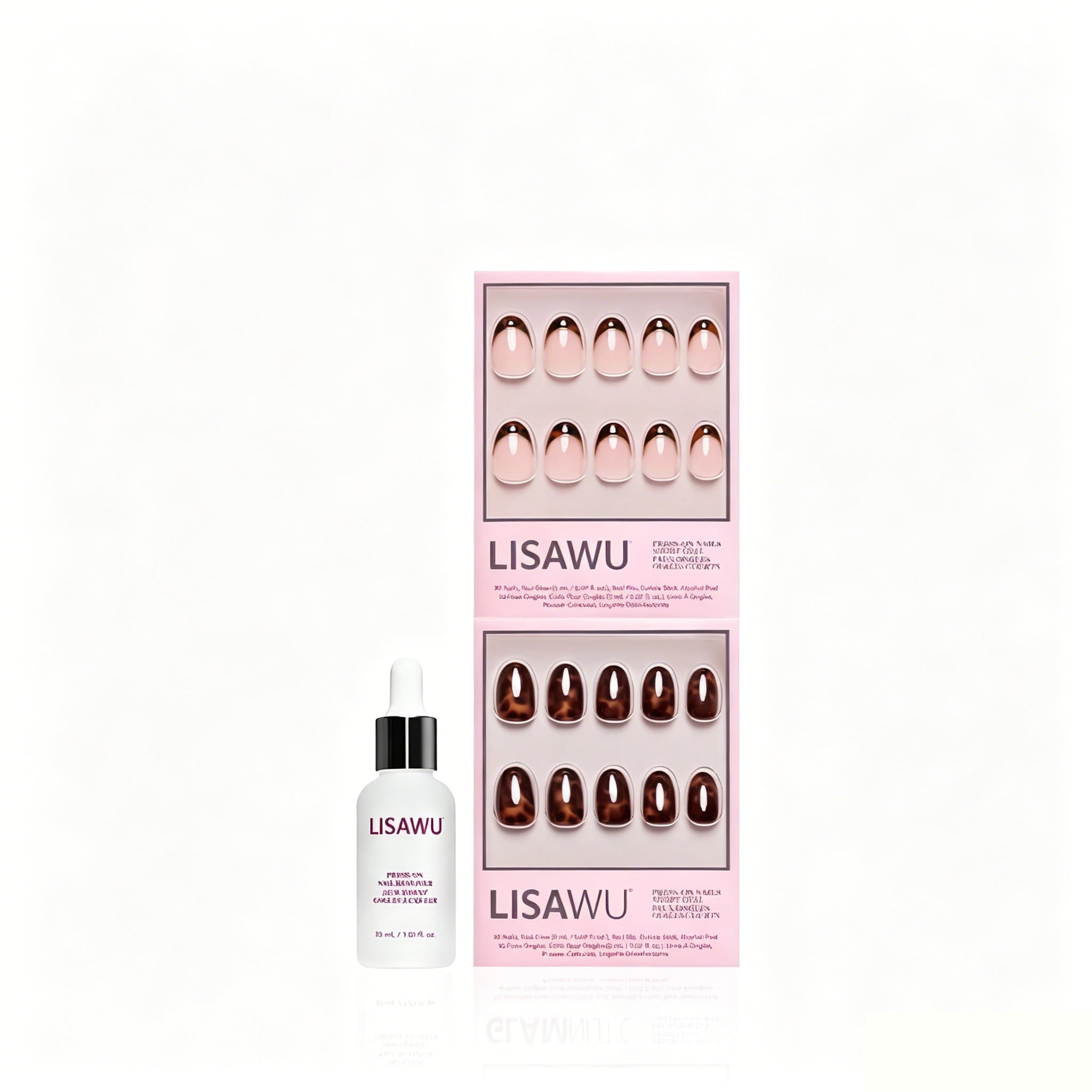 The Short Oval Tortoiseshell Duo press-on nails in black shade