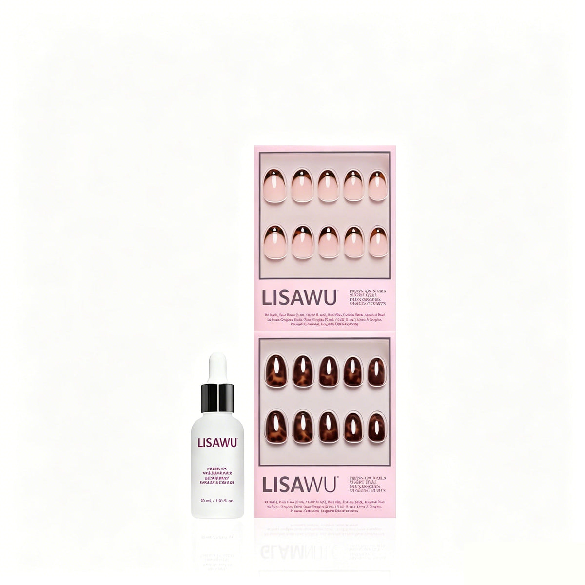 The Short Oval Tortoiseshell Duo press-on nails in black shade
