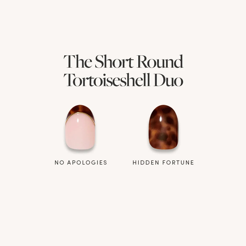 Lisawu The Short Round Tortoiseshell Duo press-on nail bundle style selection