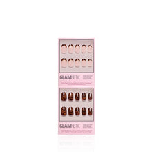 The Short Round Tortoiseshell Duo press-on nails in black shade