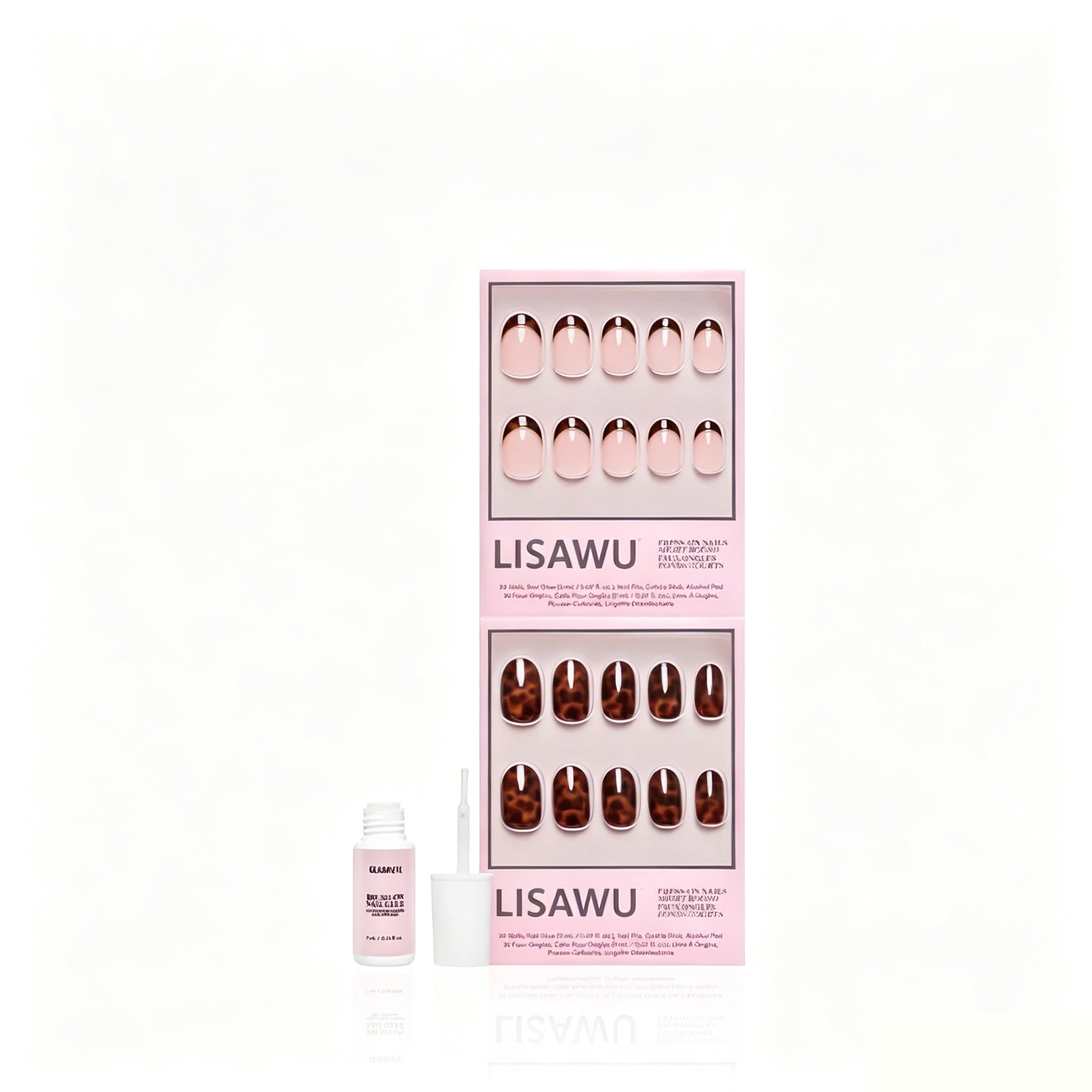The Short Round Tortoiseshell Duo press-on nails in brown shade