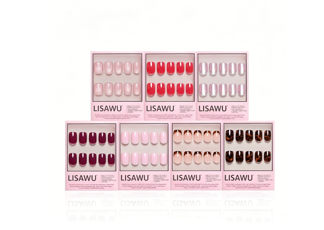The Short Squoval Edit press-on nails in blue shade