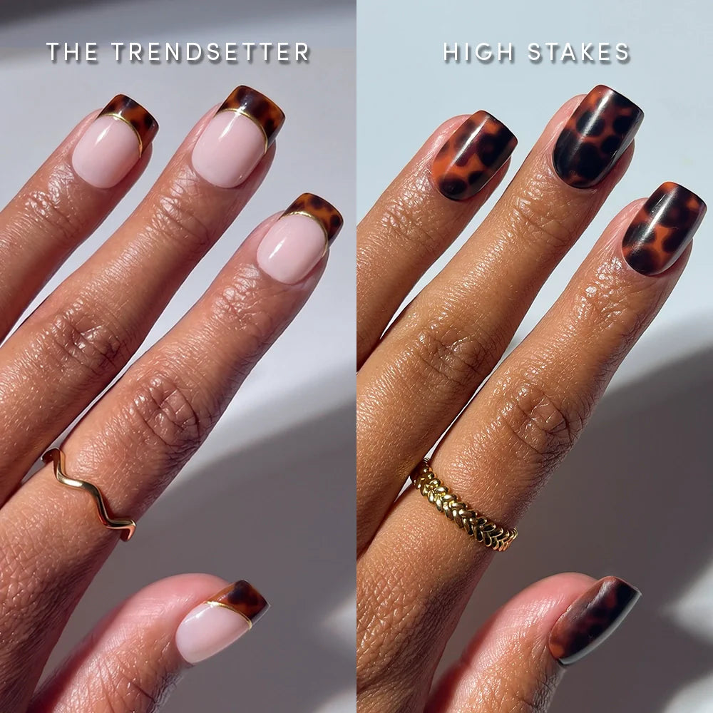 Lisawu The Short Squoval Tortoiseshell Duo press-on nail bundle manicure lifestyle photo