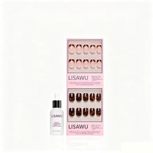 The Short Squoval Tortoiseshell Duo press-on nails in nude shade