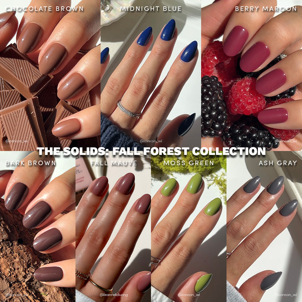 Lisawu The Solids Vol.3 Fall Forest Collection press-on nail bundle manicure lifestyle photo