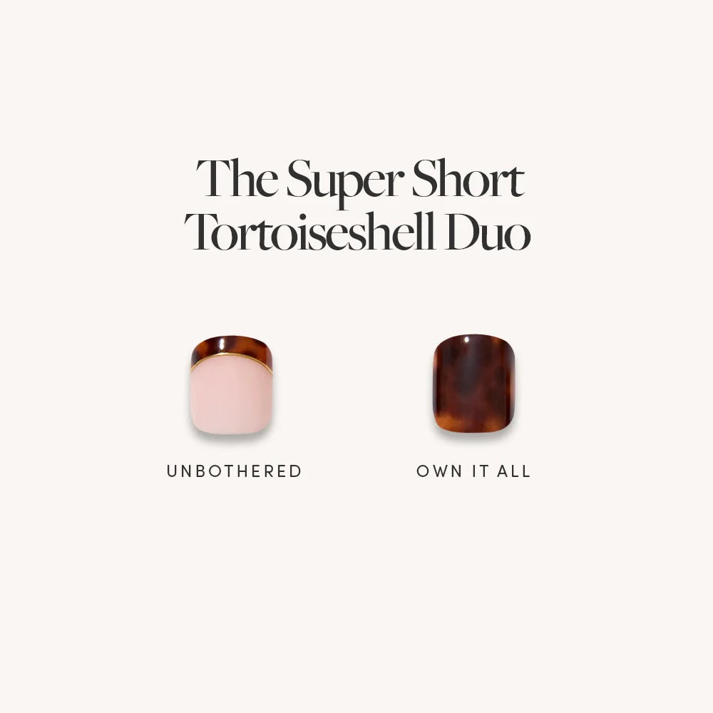Lisawu The Super Short Tortoiseshell Duo press-on nail bundle style selection
