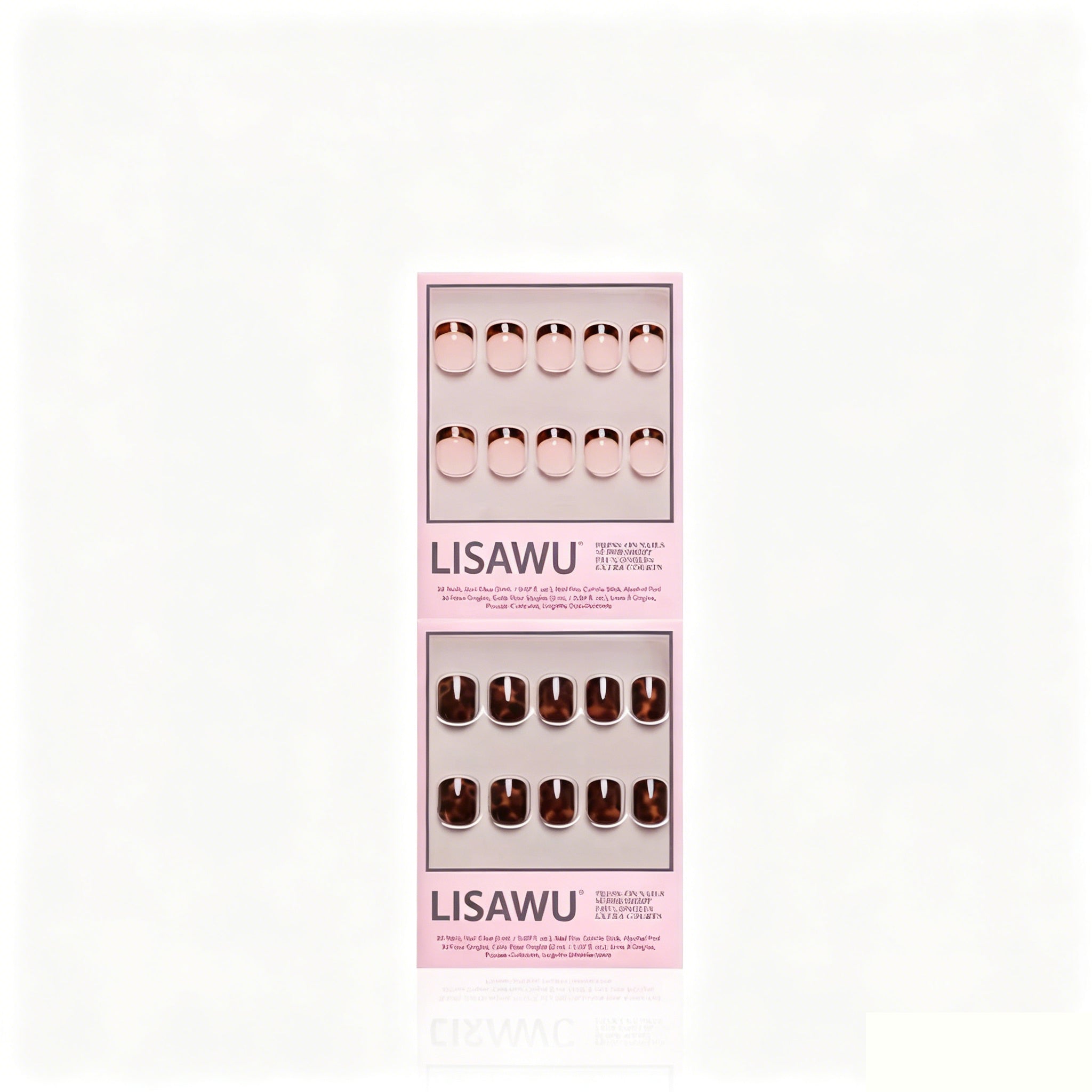 The Super Short Tortoiseshell Duo press-on nails in black shade