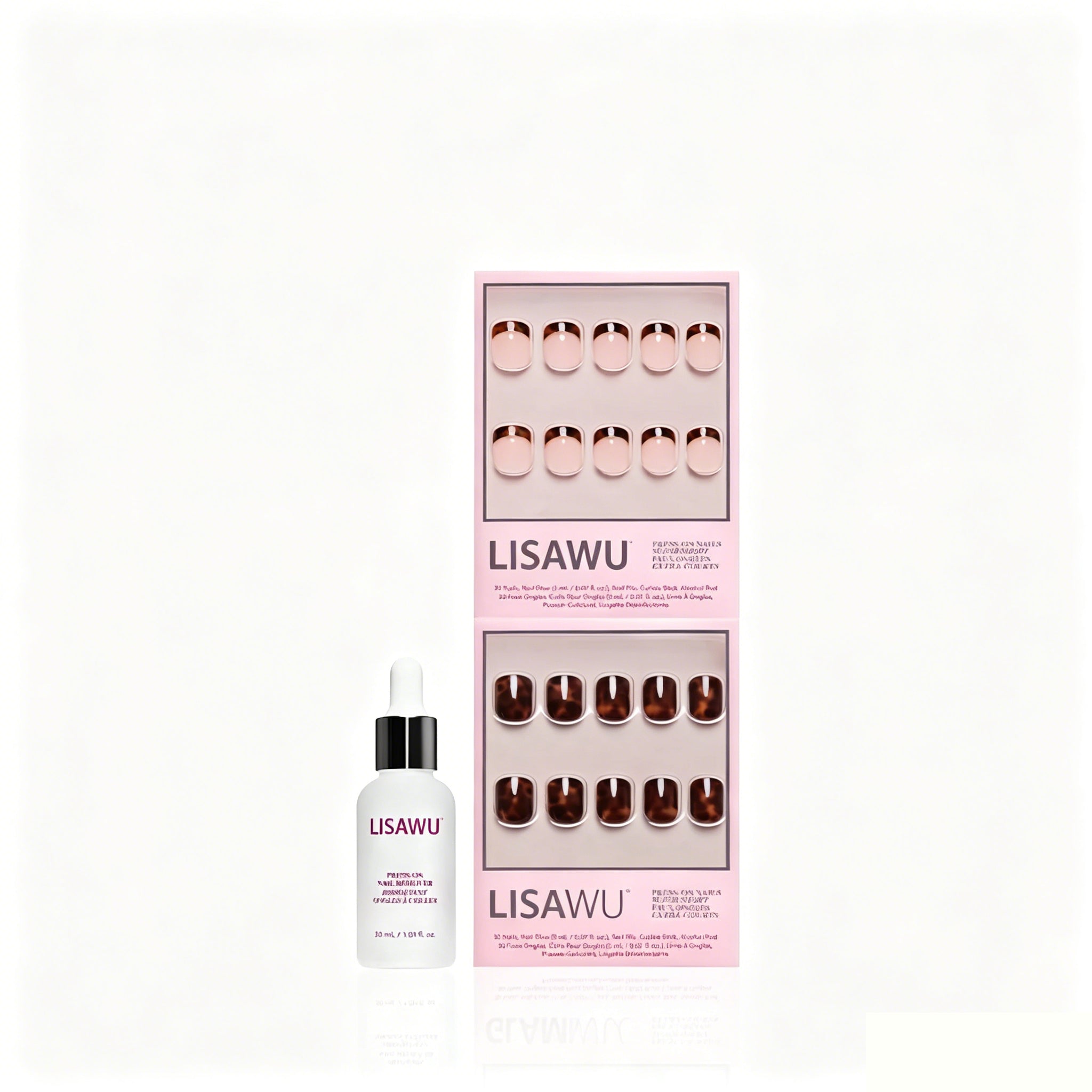 The Super Short Tortoiseshell Duo press-on nails in nude shade