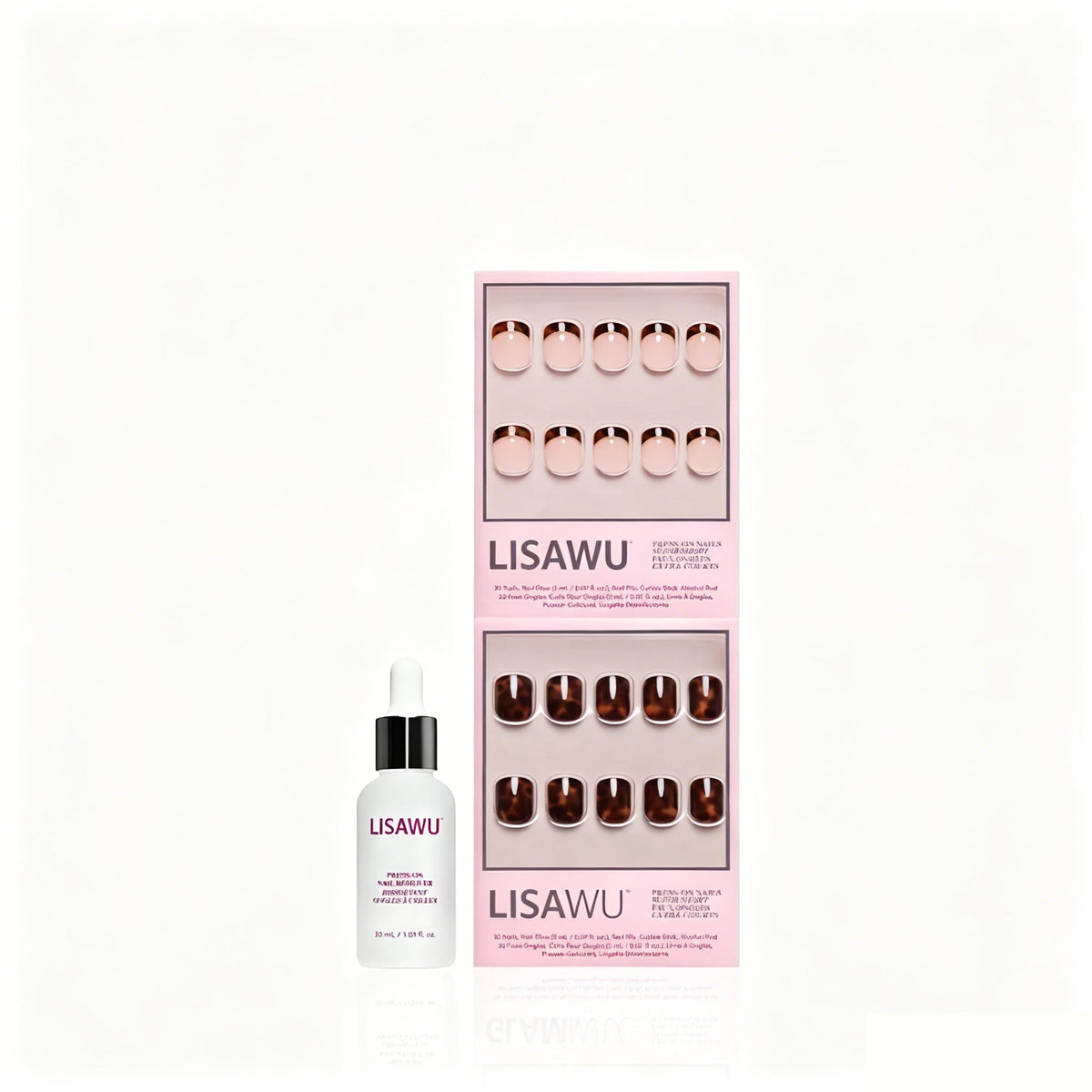 The Super Short Tortoiseshell Duo press-on nails in nude shade