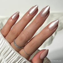 The Vow elegant press-on nails with simple glossy nude almond shape style display
