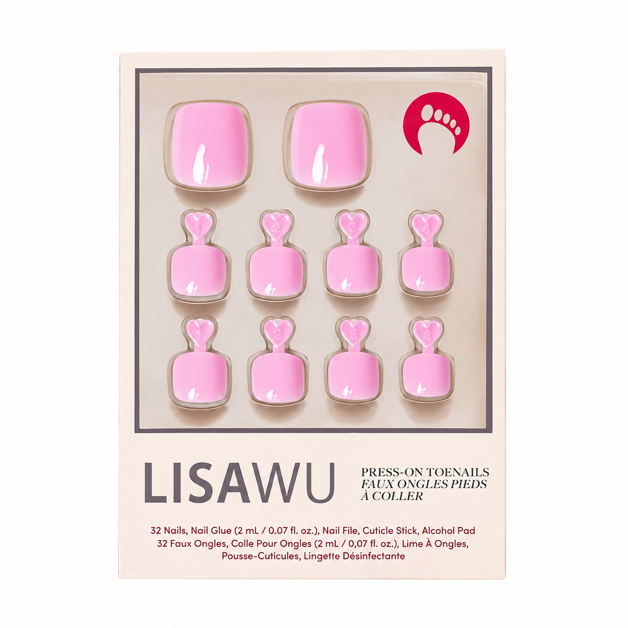 Think Pink Toenail press-on nails with glossy finish