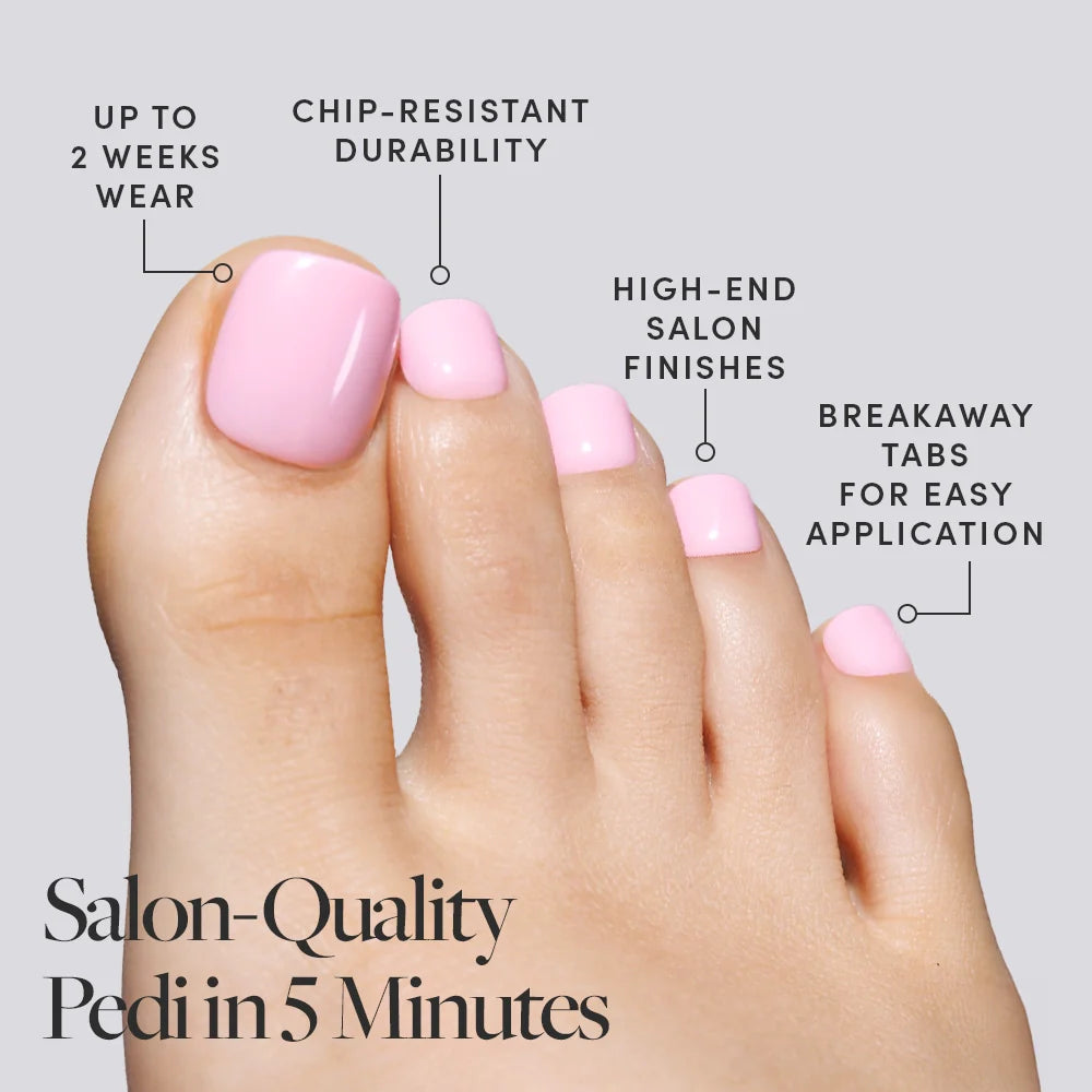 Think Pink Toenail press-on nails - natural shape, short length
