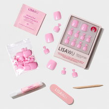 Think Pink Toenail press-on nail design - solid color style detail