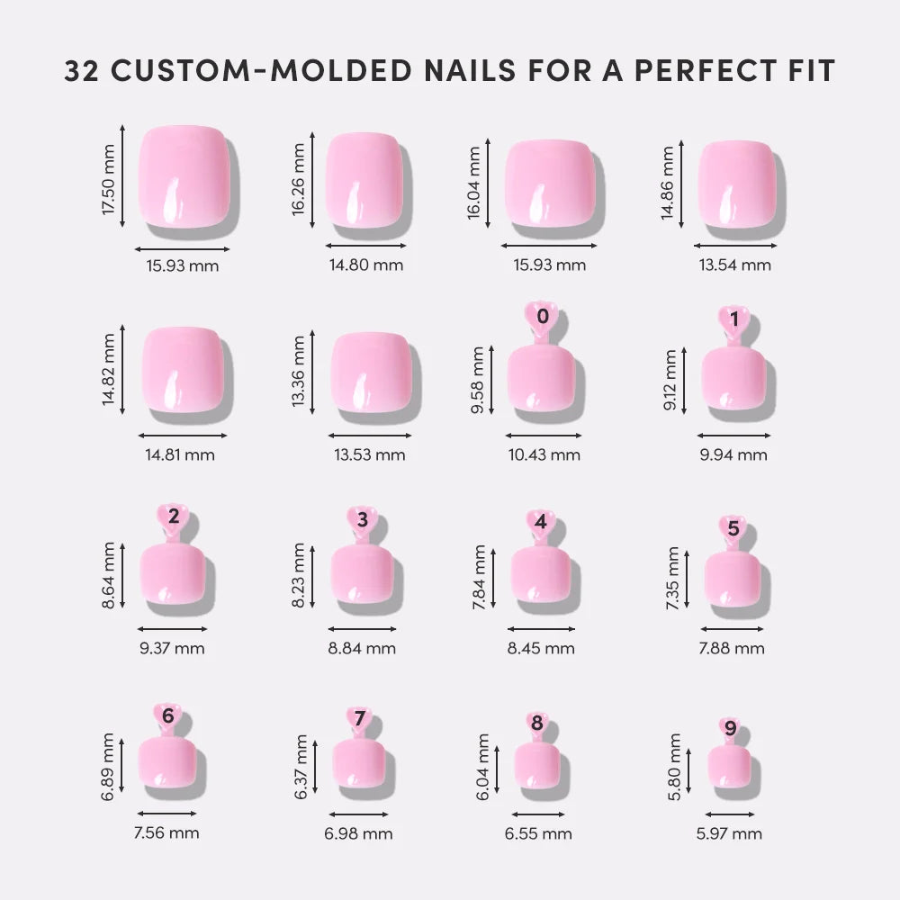 Think Pink Toenail press-on nail bundle - full set view