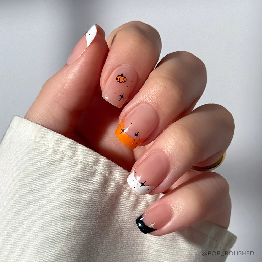Tiny Pumpkin press-on nails in black shade