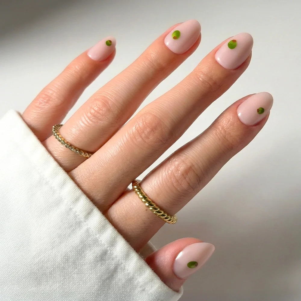 Tipsy Olive press-on nails in green shade