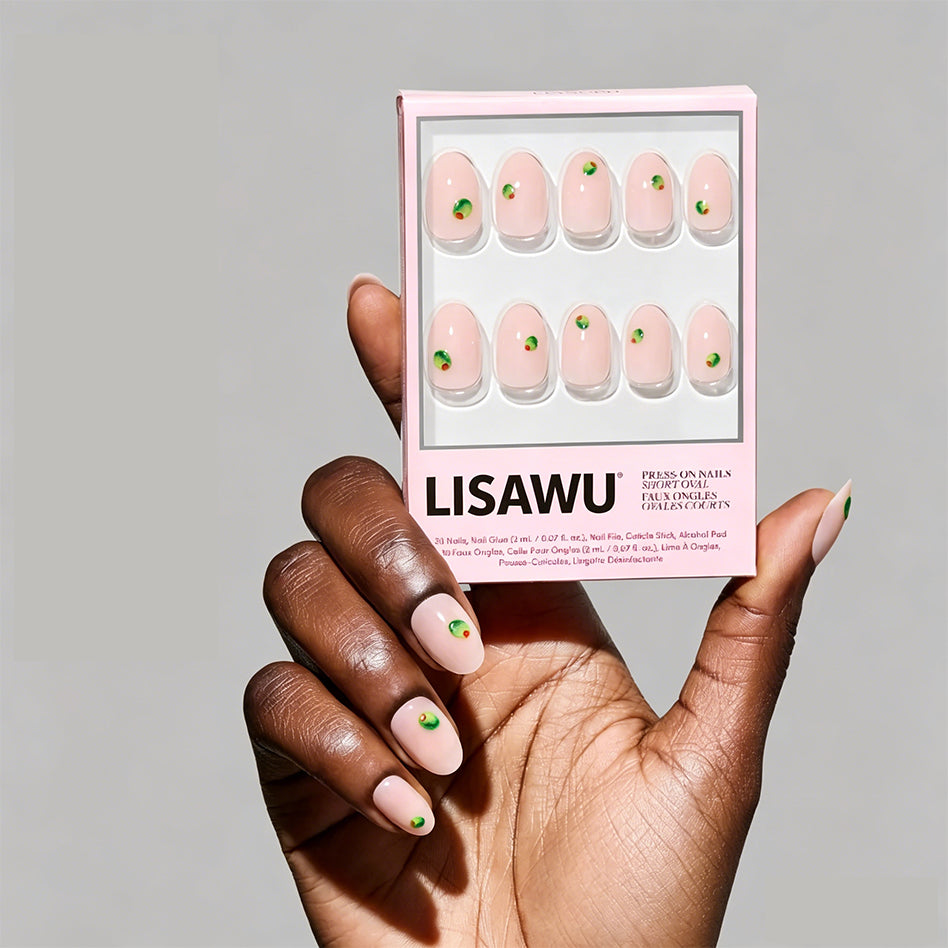 Tipsy Olive press-on nails in nude shade