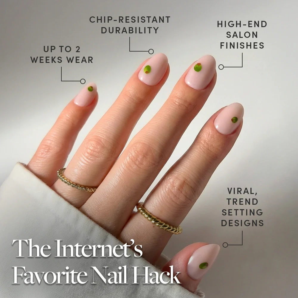 Tipsy Olive press-on nail design - accent nail style detail