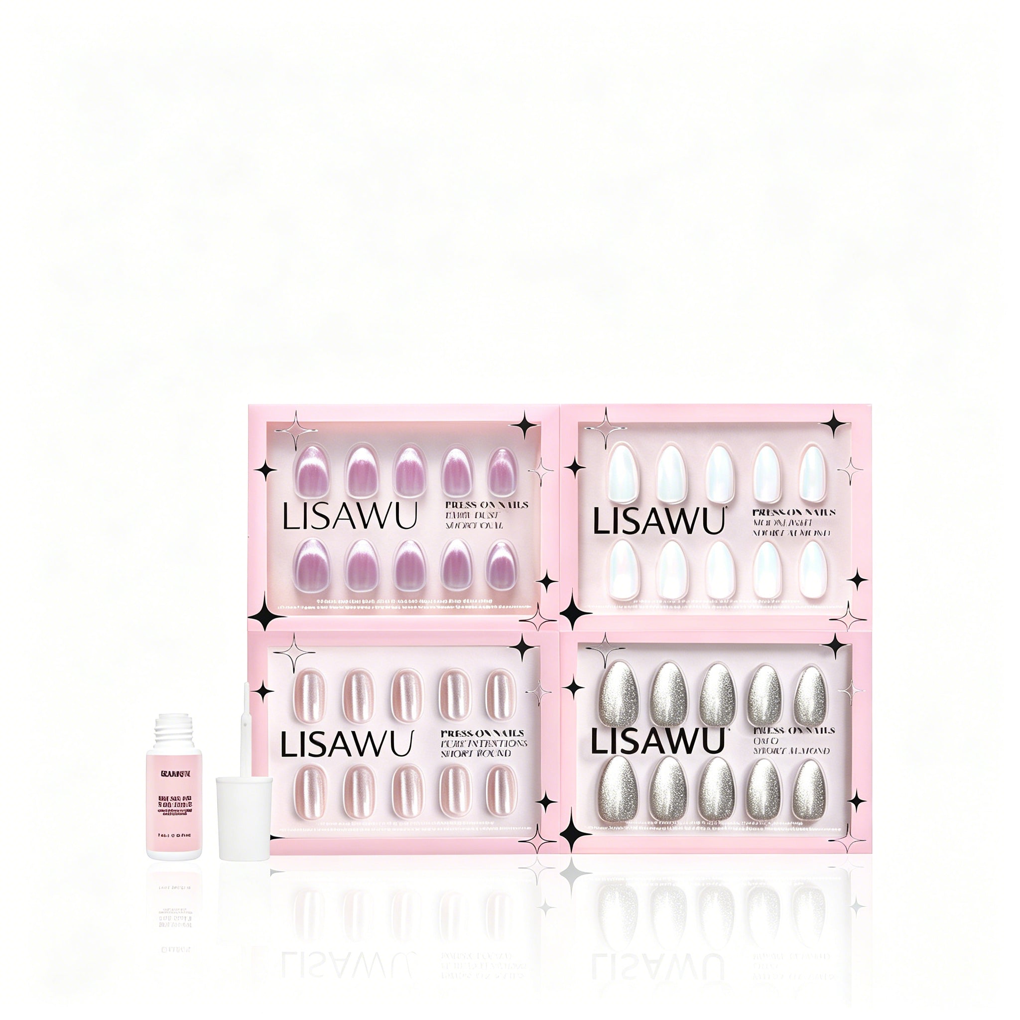 To the Stars press-on nails in pink shade