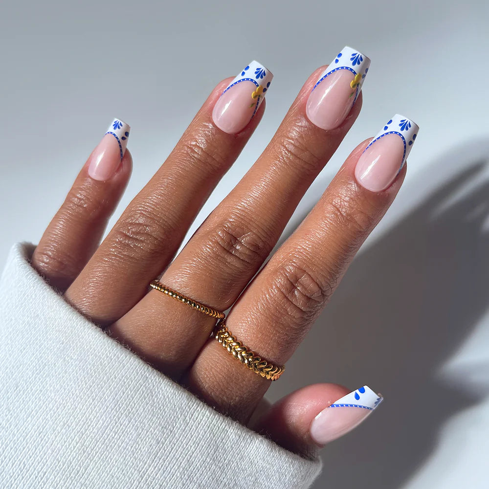 Tuscan Twist press-on nails in blue shade