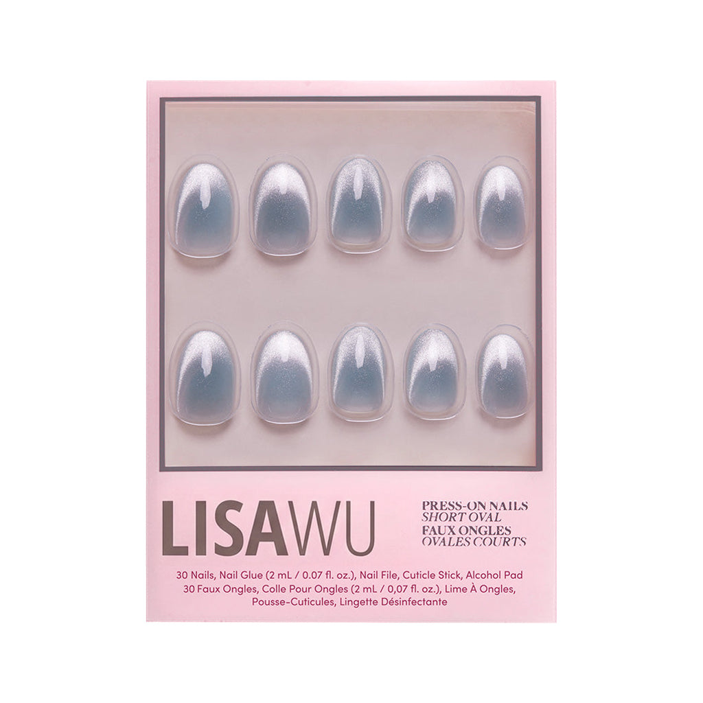 Unicorn Tears press-on nails in blue shade
