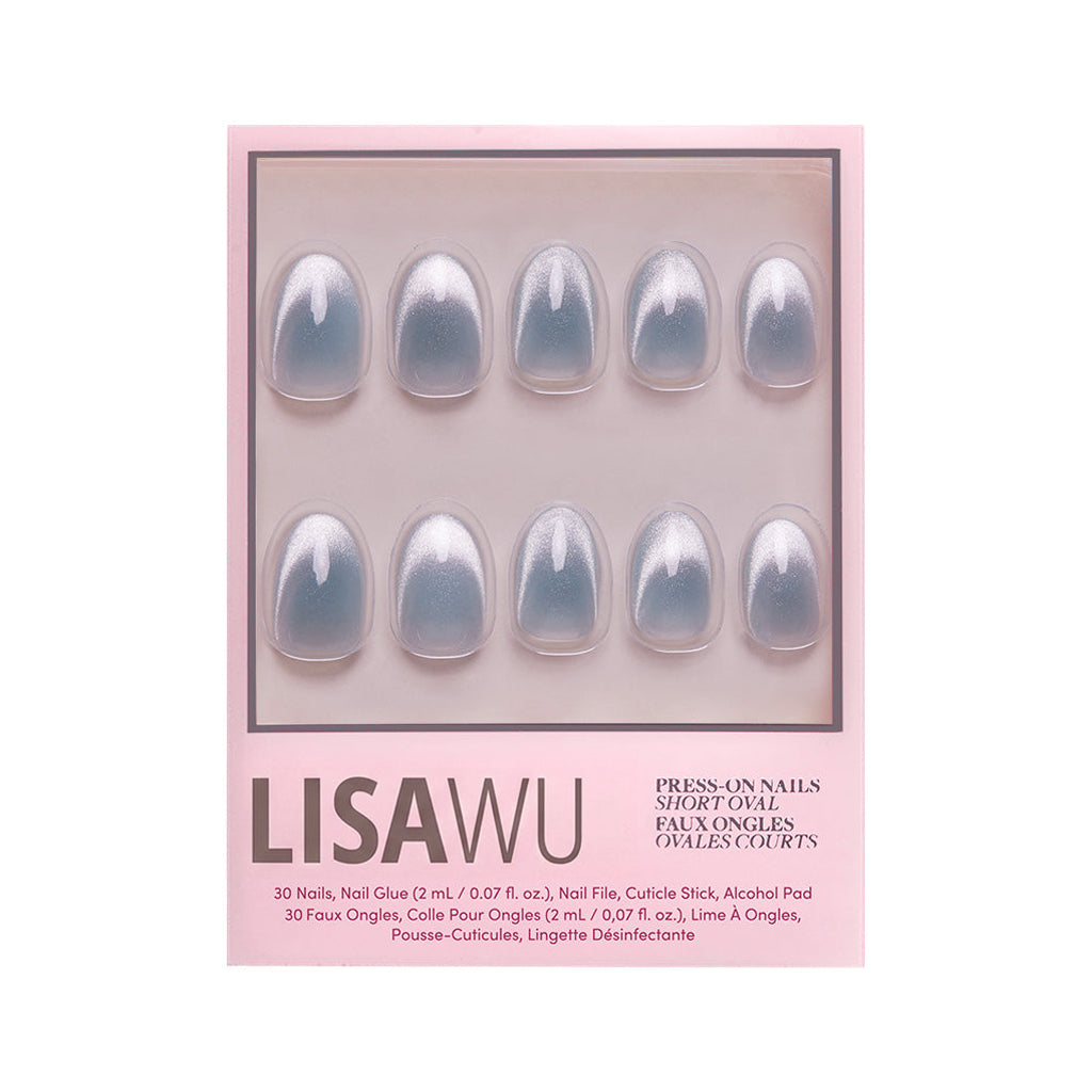 Unicorn Tears press-on nails in blue shade