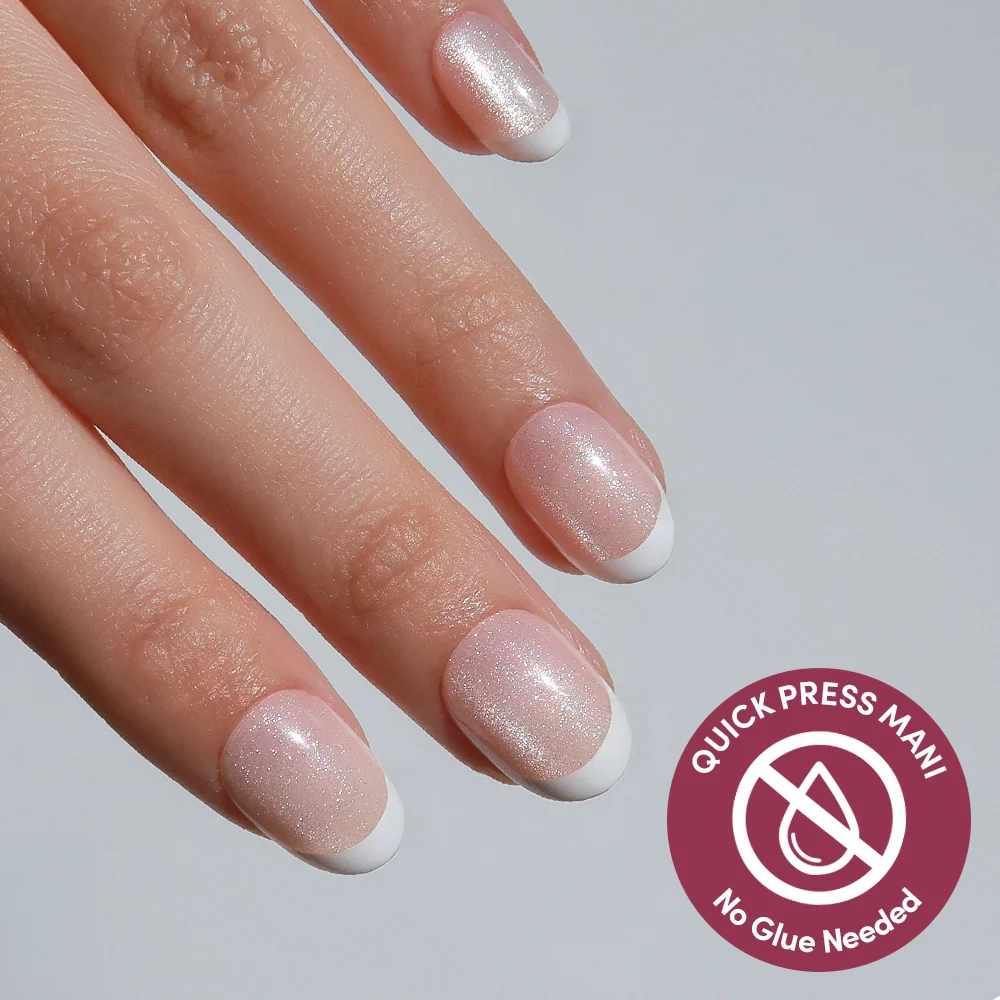 Velvet French press-on nails in nude shade