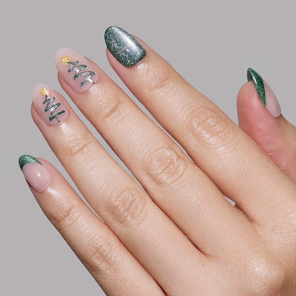 Velvet Pine press-on nails with glossy finish