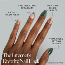 Velvet Pine press-on nails - oval shape, short length