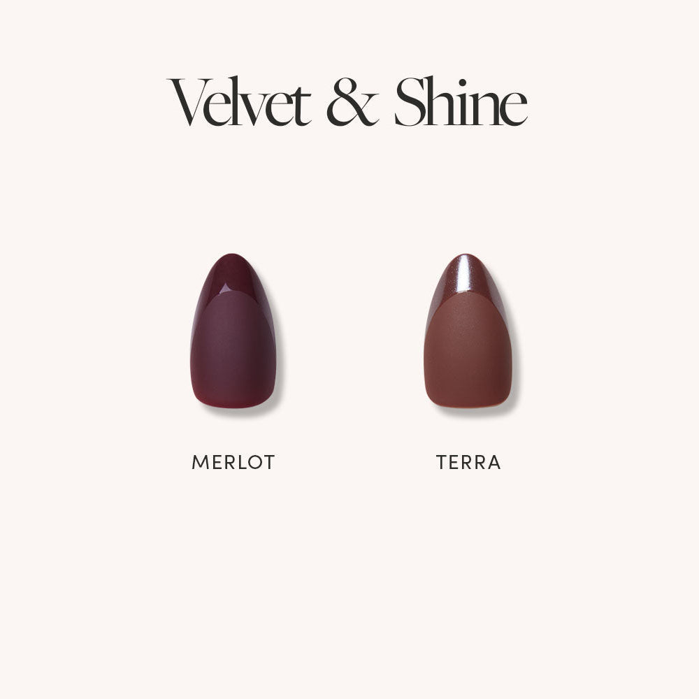 Velvet & Shine press-on nails in brown shade