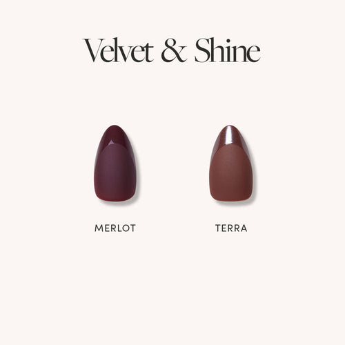 Velvet & Shine press-on nails in brown shade