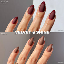 Velvet & Shine press-on nails in red shade