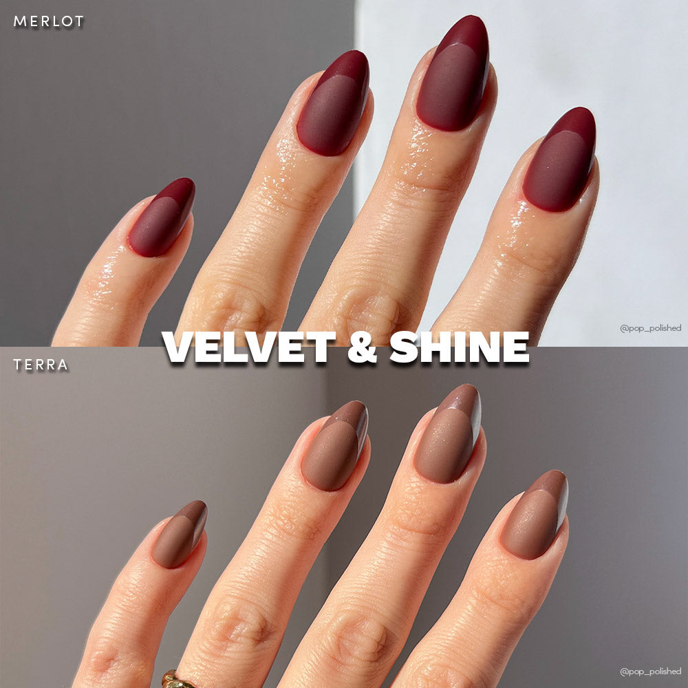 Velvet & Shine press-on nails in red shade
