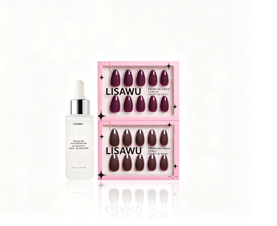 Velvet & Shine press-on nails - almond shape, short length