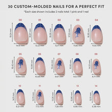 Whale Waves press-on nail design - french tip style detail