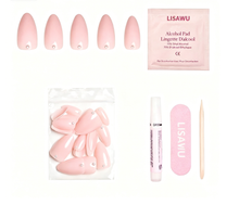 Wifey press-on nails - almond shape, short length
