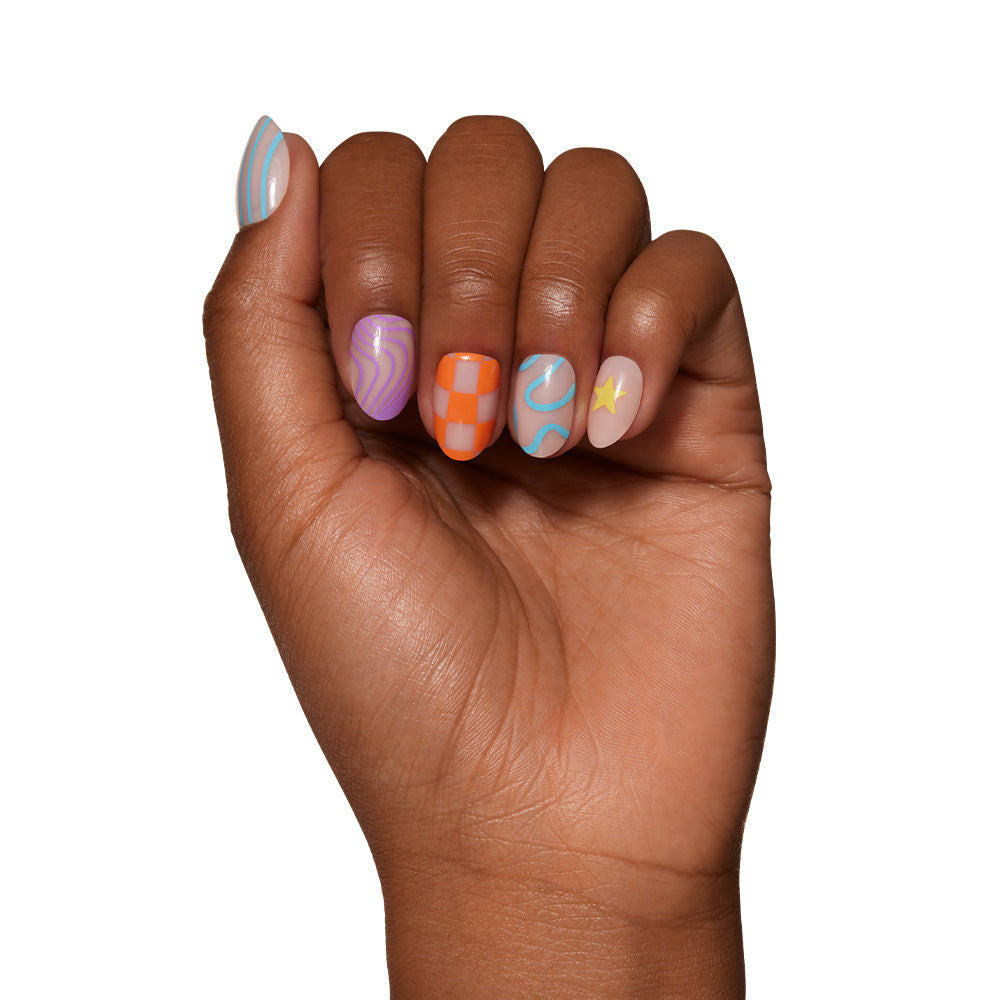 Wild Child press-on nails - oval shape, short length