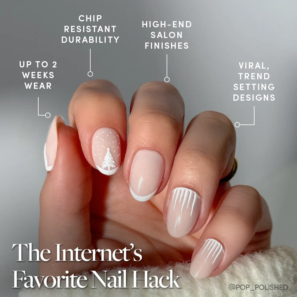 Winter's Tale press-on nail design - 3d style detail